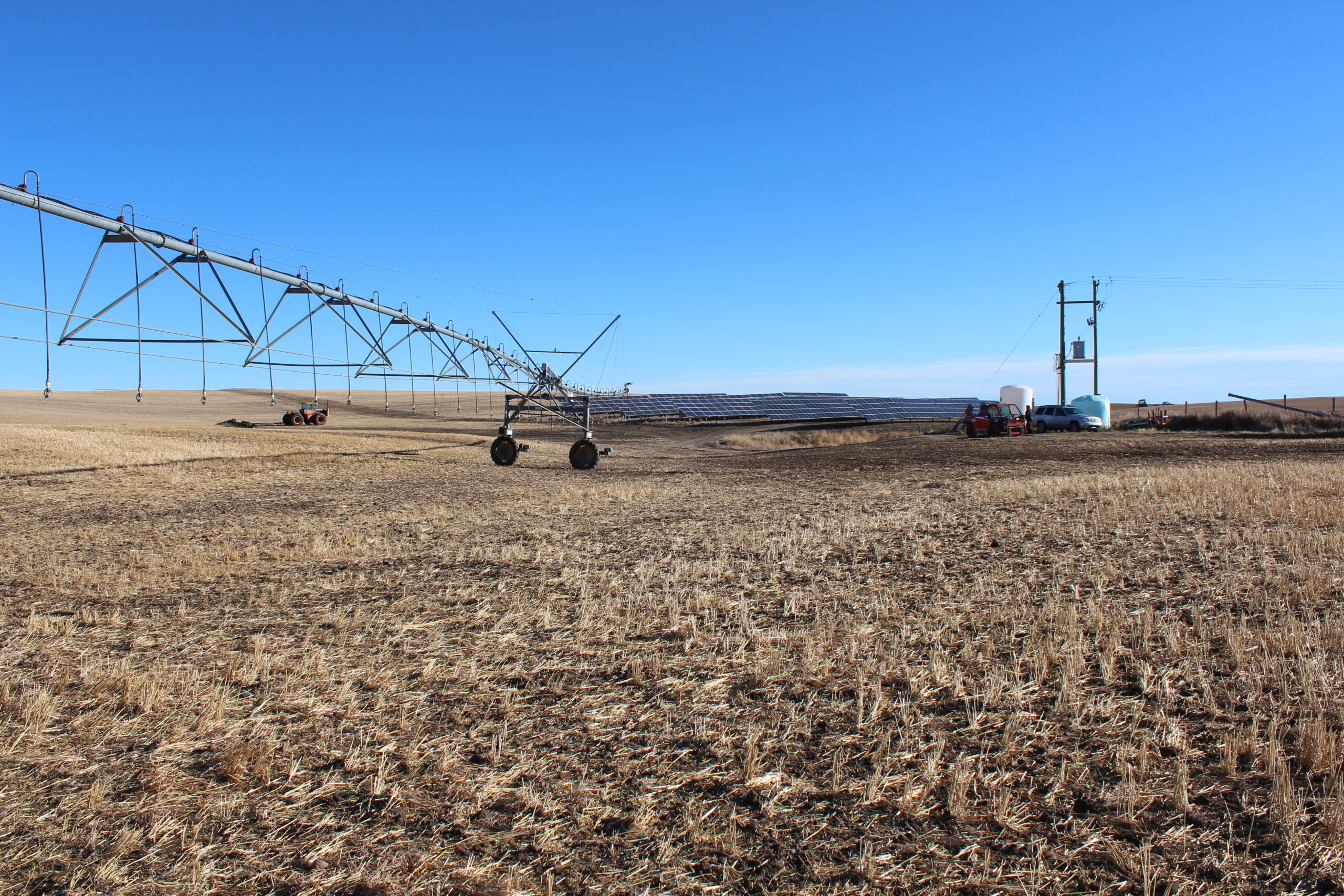 solar powered irrigation in a farmers field